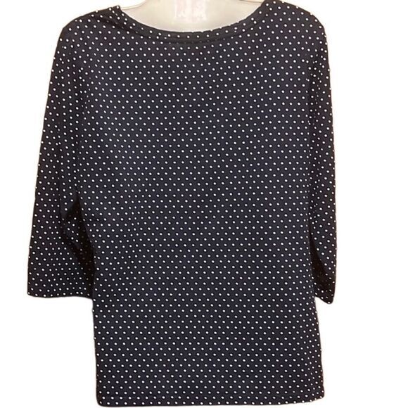 L.L.Bean womens top Swiss dot pullover‎ 100% cotton XL round neck half sleeve - Picture 5 of 6